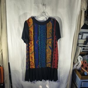 Carol Little Women's Size 10 Petite Multi Colored Design W/Black Accents Dress